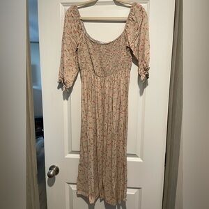 Velvet Torch Floral Long Sleeve Dress in Cream and Red